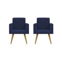 Ver imagem 1 de Kit 02 Poltronas Decorativas Nina Cadeira Escritório Recepção Azul Marinho