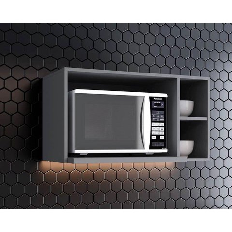 Armário de Cozinha Modulado Americana P/ Micro-ondas 80cm Cinza - Henn