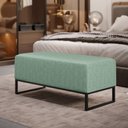 Ver imagem 2 de Kit 02 Puff Decorativo Sala de Estar Cléo 90cm Base de Ferro Preto W01 Linho Verde Menta - Lyam Deco