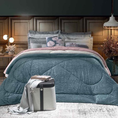 Edredom Queen Extra Macio Plush Liso Peles - Hedrons - Verde - 9477