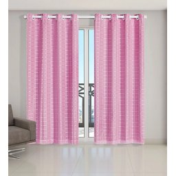 Cortina Voil Xadrez Para Sala, Quarto e Cozinha 6,00 x 2,50 Rosa - 1