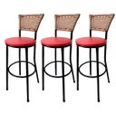 Ver imagem 1 de Kit 3 Banquetas Bistrô Hawaii Fendi Assento Vermelho