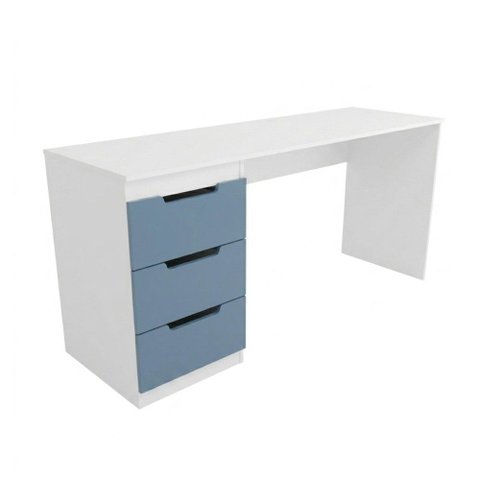 Mesa para Escritório Madri 3 Gavetas Azul/Branco - Panorama Móveis