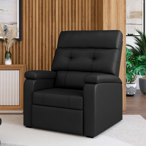Poltrona Do Papai Reclinável Estofada Confortável Corino Preto