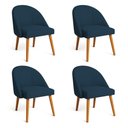 Ver imagem 1 de Kit 4 Cadeiras de Jantar Luna Suede Azul Marinho Vezanor