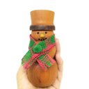 Ver imagem 3 de Boneco de Neve Porta Vela Castiçal em Madeira Decoração de Natal em Peroba Rosa