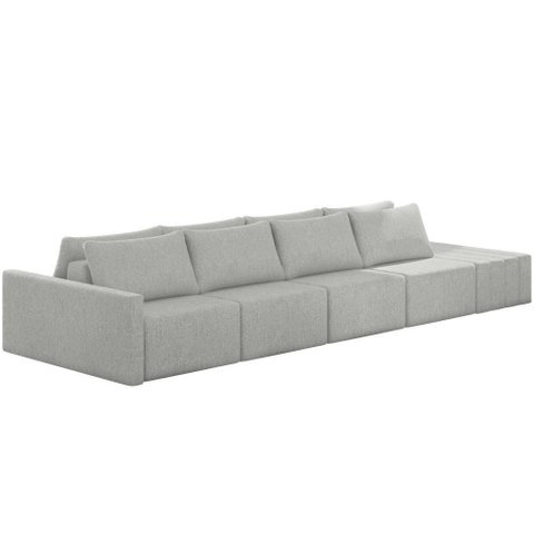 Sofá Ilha Modular para Sala 432cm com Puff Dublin K01 Linho Cinza