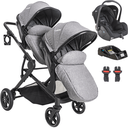 Ver imagem 1 de Carrinho para Gemeos com Bebe Conforto Base Kiddo Pair Cinza