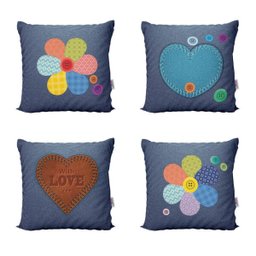 Kit 4 Almofadas Decorativas Jeans Para Sofá 40x40 - Novadecora - 1