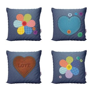 Kit 4 Almofadas Decorativas Jeans Para Sofá 40x40 - Novadecora