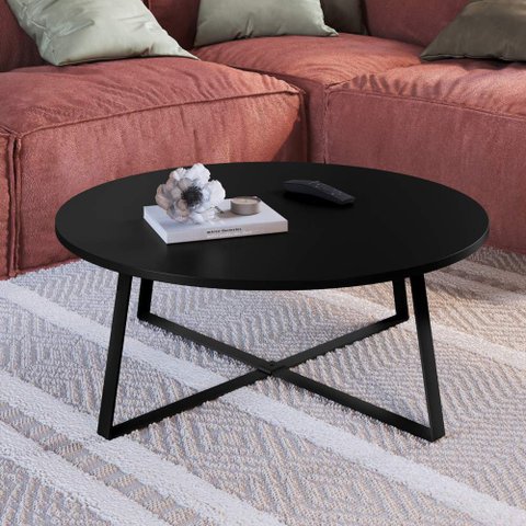 Mesa de Centro com Pés Metálicos 80x80cm 27947 Artesano - Preto
