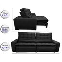 Ver imagem 2 de Sofá Retrátil e Reclinável 3,12m Molas Ensacadas Cama inBox Catar Velusoft Preto