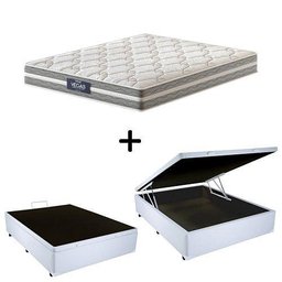 Cama Box C/ Baú Casal + Colchão de Molas Ensacadas Probel Vegas Comfort Pillow Euro Casal - 1