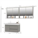 Ver imagem 3 de Conjunto Gabinete para Banheiro com Espelheira Floripa Cinza/Cimento