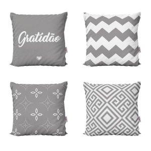 Capas de Almofadas Cinza Gratidão Decorativas Para Sofá 40x40 - Novadecora