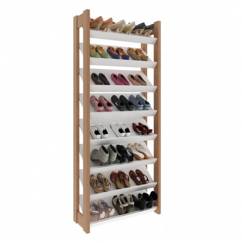 Estante Armário Alta Multiuso 8 Prateleiras Az1006 Amêndoa/branco - Tecno