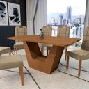 Ver imagem 3 de Conjunto Sala de Jantar Verbana Kappesberg 6 Cadeiras Veludo Bege