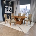 Ver imagem 1 de Conjunto Sala de Jantar Verbana Kappesberg 6 Cadeiras Veludo Bege