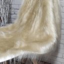 Ver imagem 4 de Manta Pelucia Pelo Alto Luxo Areia Decoração Newborn Sofá 80x50cm - Novadecora