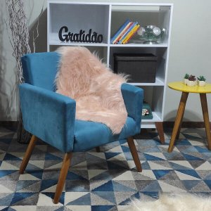 Manta Pelucia Pelo Alto Luxo Rosa Pó Decoração Newborn Sofá 80x50cm - Novadecora