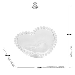Kit 4 Bowls Cristal Coração 12cm Pearl - Wolff - 4