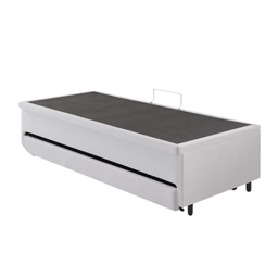 Bicama Box com Baú Solteiro Courino Linho Branco 88x188 com Colchão Auxiliar Ecoflex - 9