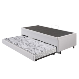 Bicama Box com Baú Solteiro Courino Linho Branco 88x188 com Colchão Auxiliar Ecoflex - 8