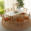 Ver imagem 1 de Conjunto de Jantar 6 Lugares Mesa 1,80m em Mdf e Base Ripada Cor:freijó com Off White e Terracota