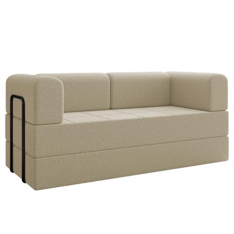 Sofa Cama Modular 2 Lugares 180 Cm Monaco Linho Bege Vconcept Bege
