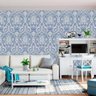 Papel Parede Arabesco Jeans Azul Claro Adesivo Quarto Sala - 2
