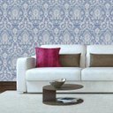 Ver imagem 3 de Papel Parede Arabesco Jeans Azul Claro Adesivo Quarto Sala