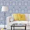 Papel Parede Arabesco Jeans Azul Claro Adesivo Quarto Sala - 4