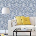 Ver imagem 4 de Papel Parede Arabesco Jeans Azul Claro Adesivo Quarto Sala