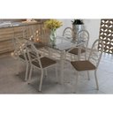 Ver imagem 1 de Sala de Jantar Completa Elba C/ Tampo de Vidro 120cm e 6 Cadeiras Holanda Niquel - Courano Marrom -