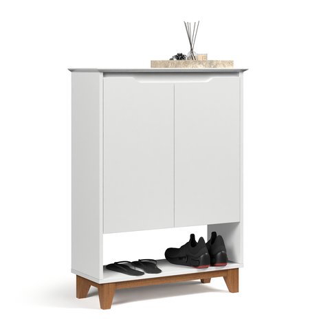 Aparador 2 Portas Sapateira de Entrada Hall Flow:branco