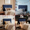 Ver imagem 3 de Cabeceira Painel Estofada Nevada Suede Azul Solteiro 90cm para Cama Box
