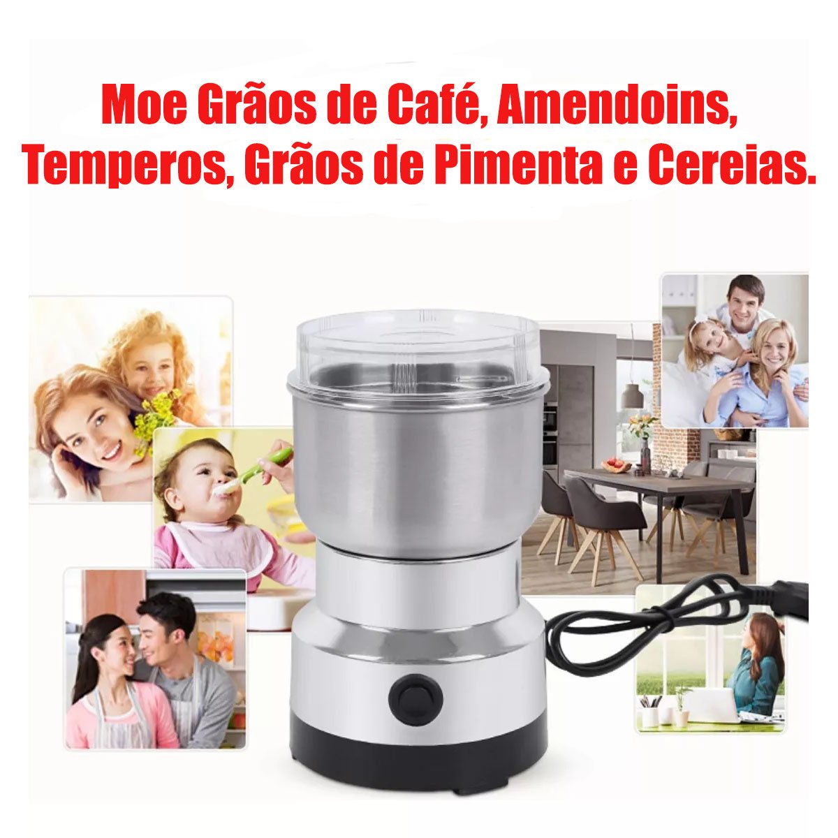 Moedor Elétrico Triturador de Grãos Café Cevada Feijão 220v - 2