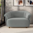 Ver imagem 1 de Sofá Namoradeira Decorativa Latvia 150cm Pés de Madeira Veludo Cinza G45 - Gran Belo