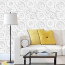 Ver imagem 5 de Papel De Parede Textura Branca Com Circulos 3D Sala Quarto