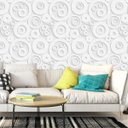 Ver imagem 3 de Papel De Parede Textura Branca Com Circulos 3D Sala Quarto
