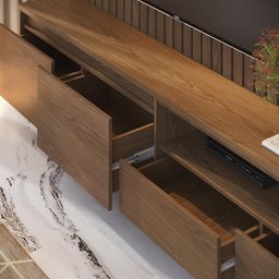 Estante Home Theater Cancún Ripado Amêndoa para Tv até 82” - Colibri - 3