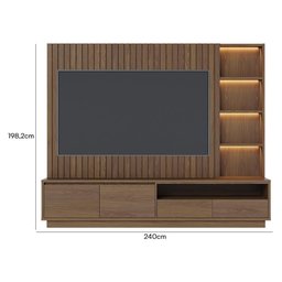 Estante Home Theater Cancún Ripado Amêndoa para Tv até 82” - Colibri - 5