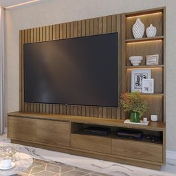 Estante Home Theater Cancún Ripado Amêndoa para Tv até 82” - Colibri - 2