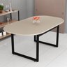 Mesa de Jantar Oval Estilo Industrial Sala ou Cozinha Tampo Mdf 137x90cm:off White - 2