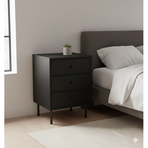 Mesa de Cabeceira 3 Gavetas Lux Elegance
