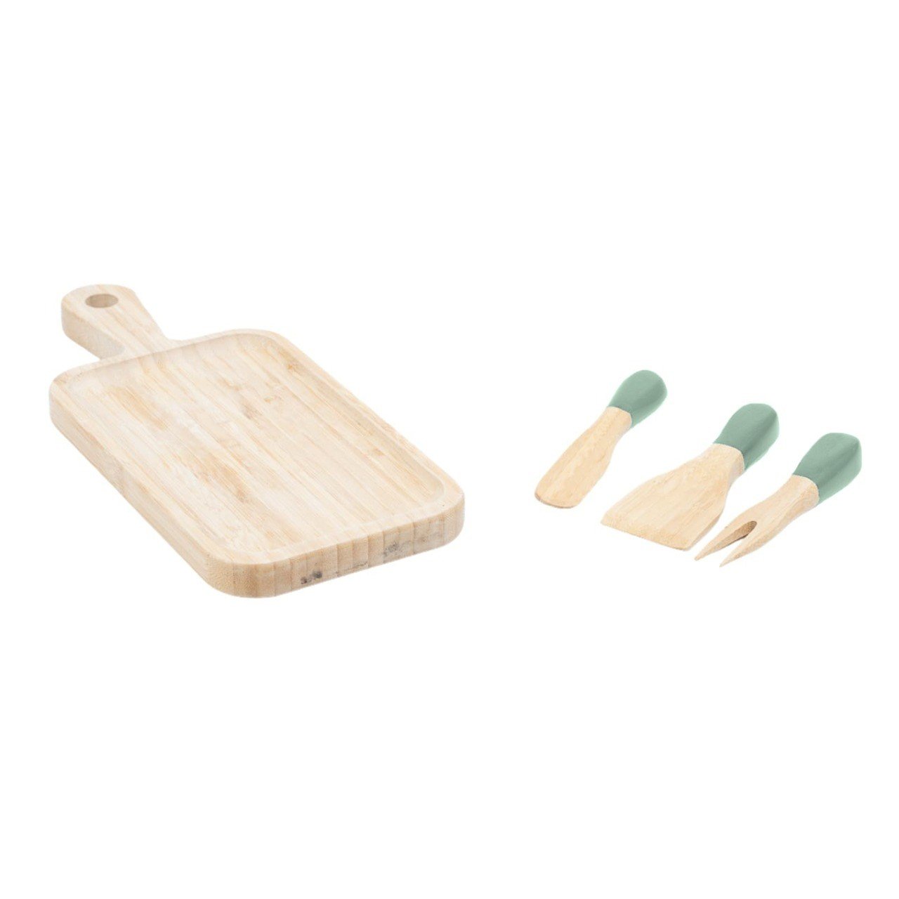 Kit Jogo de utensílios e tábua de corte em bambu 4pç – Oikos - 1
