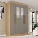 Ver imagem 1 de Guarda-Roupa com Espelho 4 Portas 3 Gavetas 100% MDF Veneza Cinza/Jequitibá/Granizo