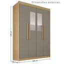 Ver imagem 3 de Guarda-Roupa com Espelho 4 Portas 3 Gavetas 100% MDF Veneza Cinza/Jequitibá/Granizo
