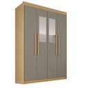 Ver imagem 2 de Guarda-Roupa com Espelho 4 Portas 3 Gavetas 100% MDF Veneza Cinza/Jequitibá/Granizo