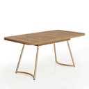 Ver imagem 1 de Mesa de Jantar Retangular P/ 6 Lugares 170cm com Pés em Aço Cor:noce com Dourado